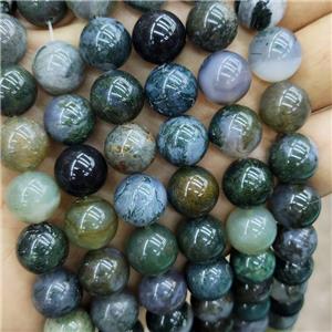 Natural Moss Agate Beads Green Smooth Round, approx 12mm dia