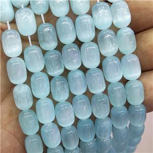 Teal Selenite Barrel Beads, approx 8x12mm