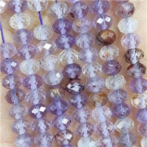 Natural Phantom Quartz Beads Purple Faceted Rondelle, approx 4.7-5.5mm