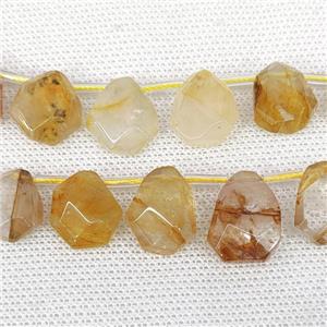 Natural Yellow Hematoid Quartz Teardrop Beads Topdrilled, approx 10-16mm