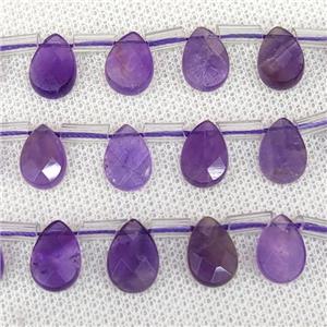 Natural Amethyst Beads Purple Faceted Teardrop Topdrilled, approx 8-12mm