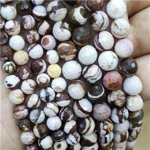 Australian Zebra Jasper Beads Coffee Faceted Round, approx 8mm dia