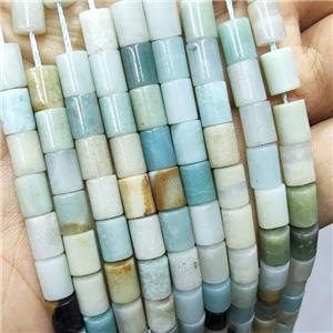 Blue Amazonite Tube Beads, approx 6-8mm