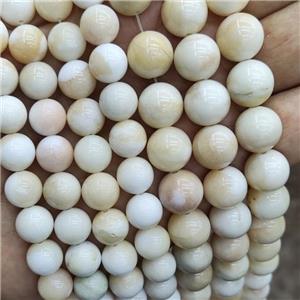 White Yellow Ivory Jasper Beads Smooth Round, approx 10mm dia