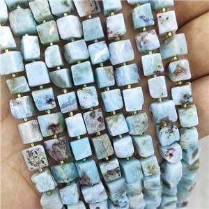 Natural Larimar Beads Blue Cube B-Grade, approx 6.5-7mm