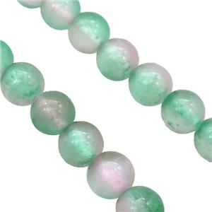 Selenite Beads Green Pink Dye Smooth Round, approx 10mm dia