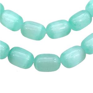 Selenite Beads Green Dye Barrel, approx 8-12mm