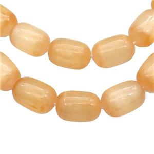 Selenite Beads Orange Dye Barrel, approx 8-12mm