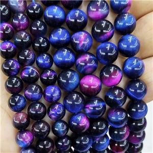 Natural Tiger Eye Stone Beads Multicolor Dye Smooth Round, approx 8mm dia