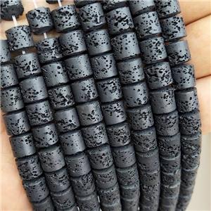 Black Rock Lava Column Beads Tube, approx 8mm