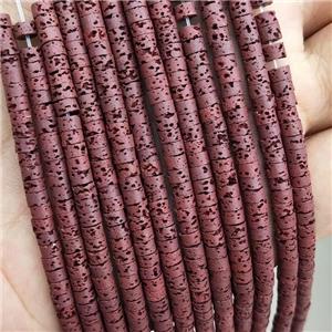 Rock Lava Heishi Beads Maroon Red Dye, approx 4mm