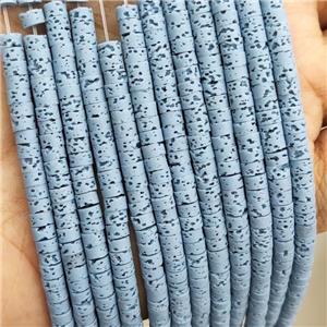 Rock Lava Heishi Beads Blue Dye, approx 4mm