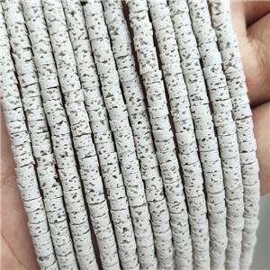 Rock Lava Heishi Beads Cream White Dye, approx 4mm