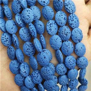 Rock Lava Oval Beads Rich Blue Dye, approx 8-10mm