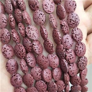 Rock Lava Oval Beads Maroon Red Dye, approx 8-10mm