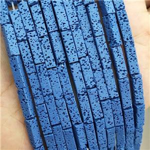 Rock Lava Tube Beads Rich Blue Dye, approx 4-13mm