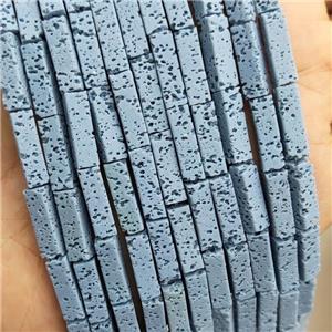 Rock Lava Tube Beads Blue Dye, approx 4-13mm