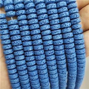 Rock Lava Heishi Beads Blue Dye, approx 8mm