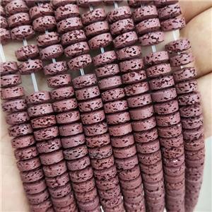 Rock Lava Heishi Beads Maroon Red Dye, approx 8mm