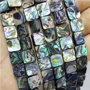 Abalone Shell Square Beads Multicolor, approx 12mm