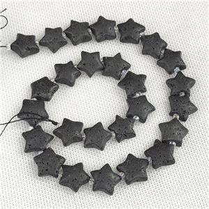 Lava Rock Star Beads Black, approx 15mm