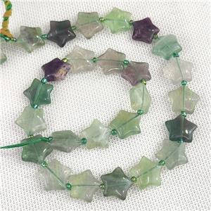 Natural Fluorite Star Beads Green, approx 15mm