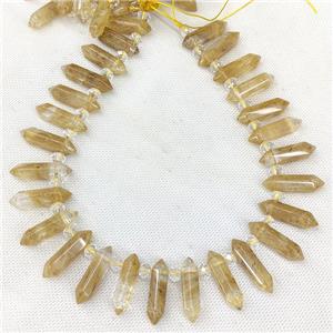 Synthetic Quartz Prism Beads Khaki, approx 8-30mm