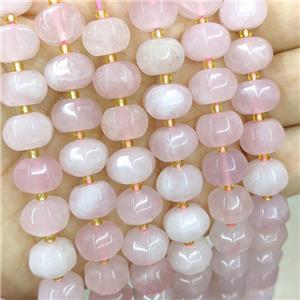 Natural Pink Rose Quartz Lantern Beads Pumpkin, approx 8-12mm