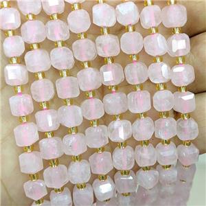 Natural Pink Rose Quartz Beads Faceted Cube, approx 6-7mm