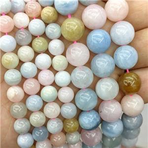 Natural Morganite Beads Multicolor Smooth Round, approx 6mm dia