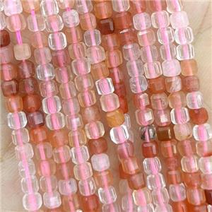 Red Quartz Beads Faceted Cube, approx 3mm