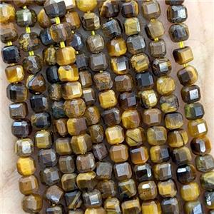 Natural Tiger Eye Stone Beads Faceted Cube, approx 2.5mm