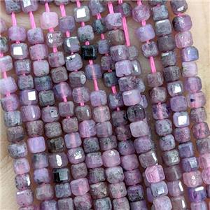 Natural Ruby Beads Faceted Cube, approx 2.5mm