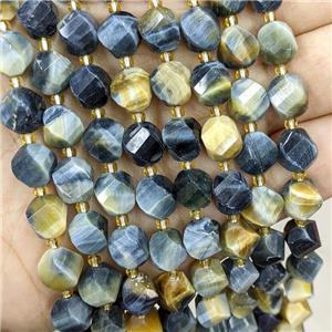 Fancy Tiger Eye Stone Twist Beads S-Shape Faceted, approx 7-8mm