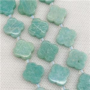 Natural Green Amazonite Clover Beads, approx 18mm