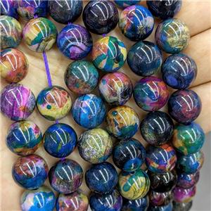 Natural Agate Beads Multicolor Dye Smooth Round, approx 14mm