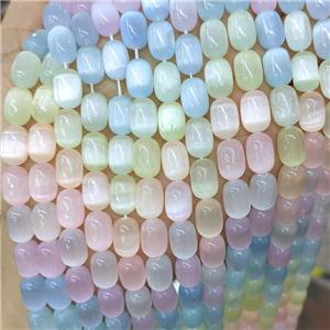 Natural Selenite Beads Mixed Color Dye Barrel, approx 6x9mm