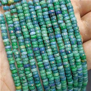 Natural Marble Heishi Beads Pave Gold Foil Green Dye , approx 4mm