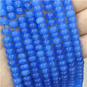 Blue Jade Rondelle Beads Smooth Dye, approx 8mm