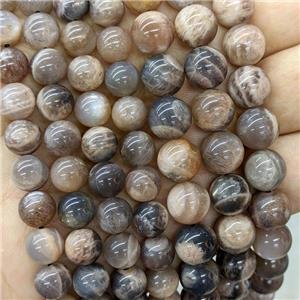 Natural Black Sunstone Beads Smooth Round, approx 8mm dia