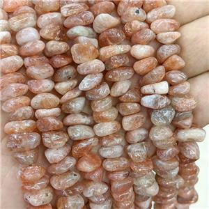 Natural Orange Sunstone Chips Beads Golden Spot Freeform, approx 7-11mm