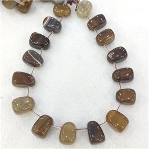 Natural Agate Teardrop Beads Graduated Coffee Dye Topdrilled, approx 15-26mm