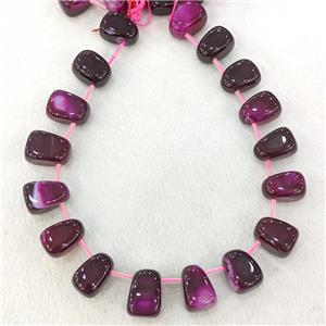 Natural Agate Teardrop Beads Graduated Hotpink Dye Topdrilled, approx 15-26mm