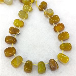 Natural Agate Teardrop Beads Graduated Yellow Dye Topdrilled, approx 15-26mm