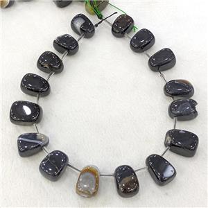 Natural Agate Teardrop Beads Graduated Black Dye Topdrilled, approx 15-26mm