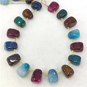 Natural Agate Teardrop Beads Graduated Dye Topdrilled Mixed Color, approx 15-26mm