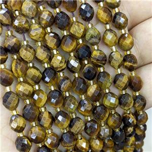 Natural Tiger Eye Stone Beads Faceted Rice, approx 7-8mm