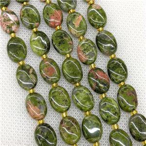 Natural Unakite Oval Beads Green, approx 10-14mm