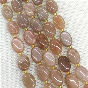 Natural Peach Moonstone Oval Beads, approx 10-14mm