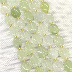 Natural New Mountain Jade Oval Beads Green, approx 10-12mm